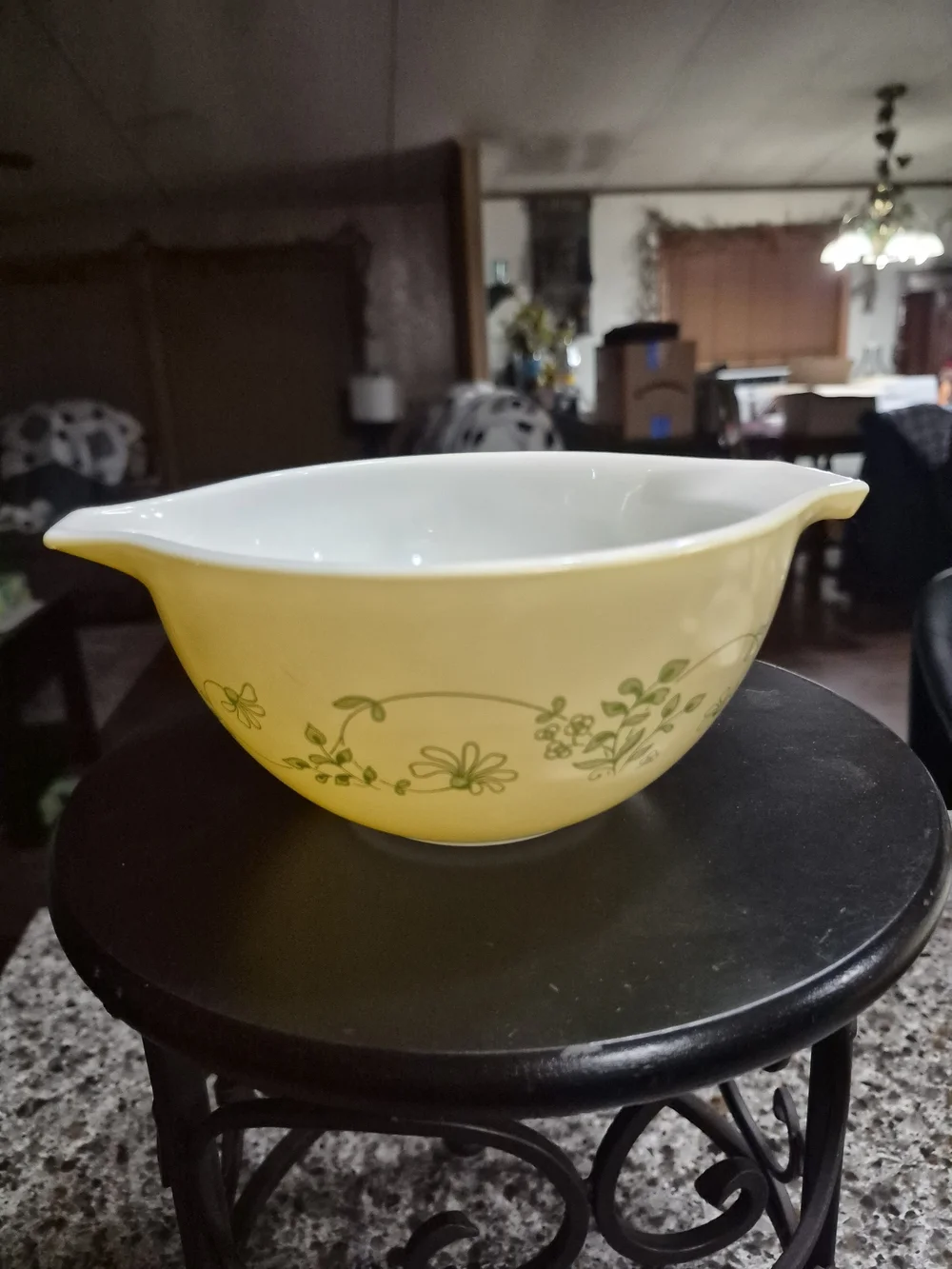 Cream Ceramic Nesting Mixing Bowls with Green Floral Print